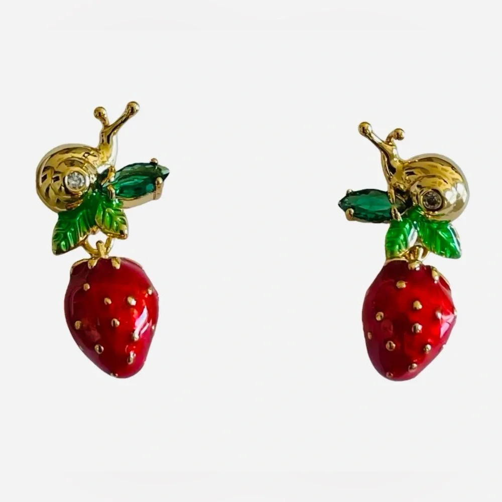 KATE SPADE 🍓Strawberry Fields Drop Earrings NEW Gold Tone, Red, Green